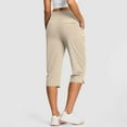 thumbnail image 2 of ABSUYY Womens Capris Petite Leggings Stretch Casual with Pockets Pants for Women Ladies Beige S Capris Comfortable Capri Pants for Women, 2 of 8
