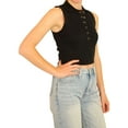 thumbnail image 2 of Elevenparis Womens Snap Front Cropped Tank Top, Black, X-Large, 2 of 5
