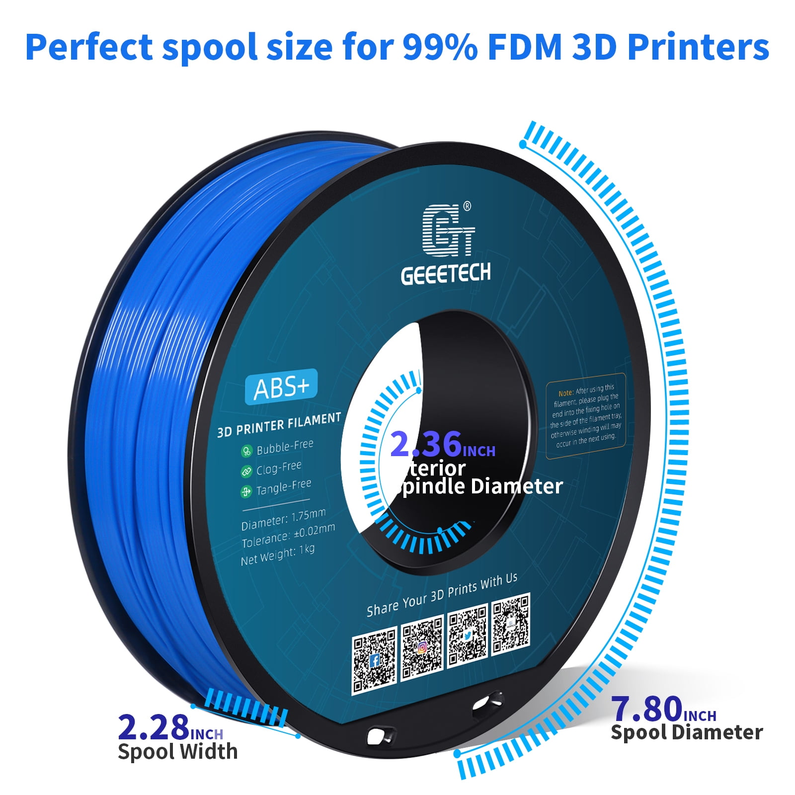 Geeetech ABS 3D Printer Filament 1.75mm ABS Filament 10KG Spool Blue