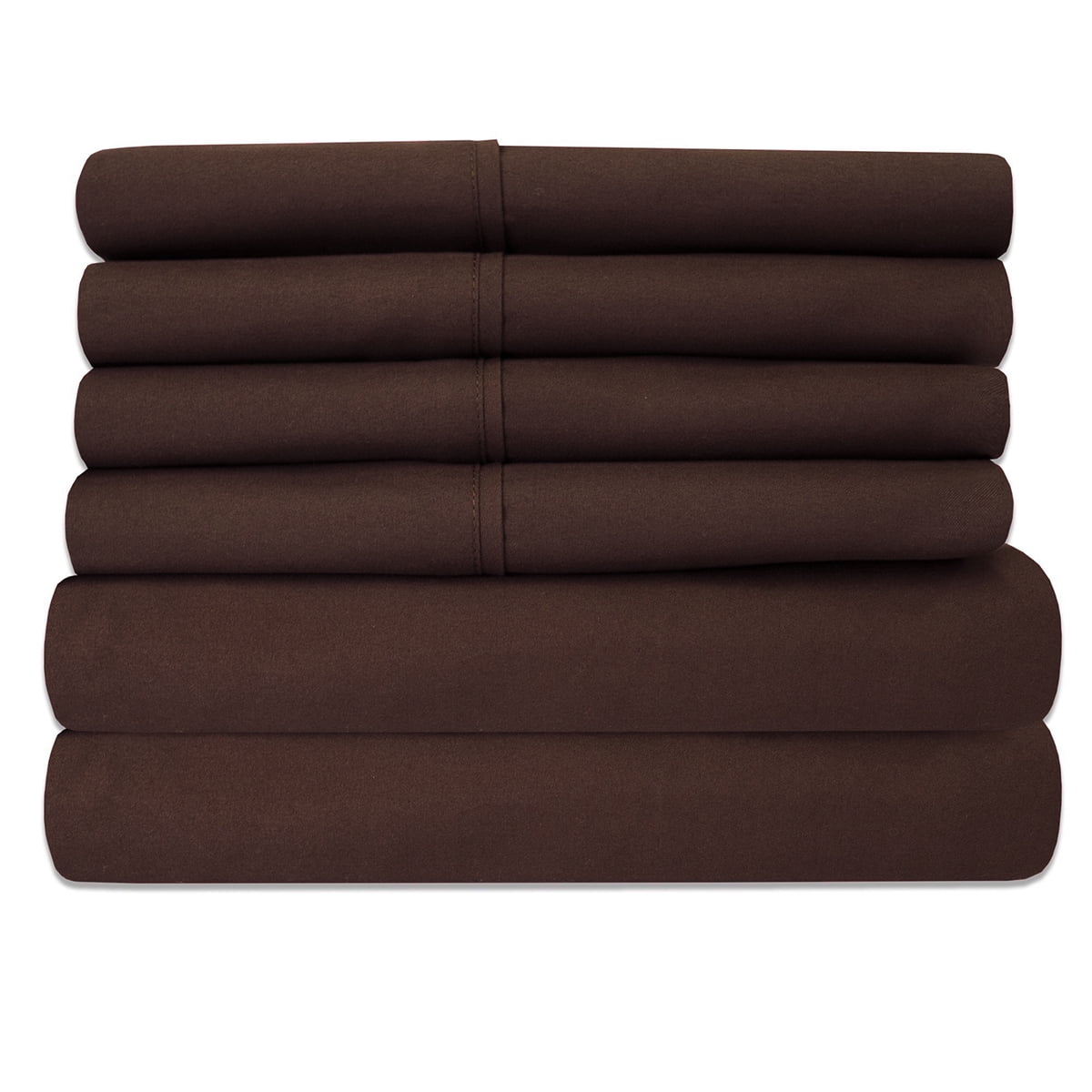 Luxury Home Super-Soft 1600 Series Double-Brushed 6 Pcs Bed Sheets Set (California King, Chocolate)