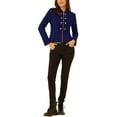 thumbnail image 2 of INSPIRE CHIC Women's Vintage Steampunk Stand Collar Button Decor Zip Up Blazer Jacket S Navy Blue, 2 of 5