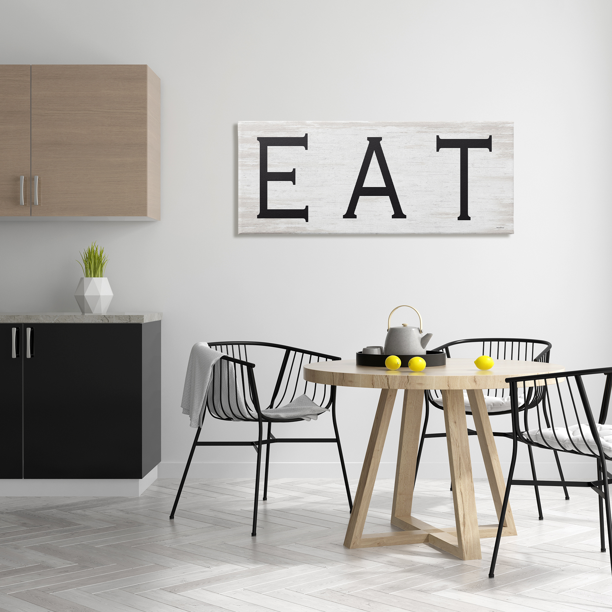 Stupell Industries EAT Farmhouse Kitchen Sign Soft Distressed Pattern, 48 x 20, Design by Lettered and Lined