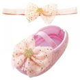 thumbnail image 2 of Infant Baby Girls Mary Jane Shoes Soft Sole Ballet Slippers with Bow Princess Dress Wedding Shoes Newborn Crib Shoes First Walkers Shoes with Headband 0-18M, 2 of 10