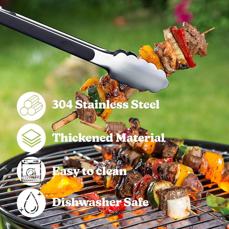  4Pcs Stainless Steel Kitchen Tongs, Serving Tongs for Cooking,  10 Metal Food Tongs with Non-Slip Comfort Grip, Non-Stick Cooking Tongs  High Heat Resistant BBQ Tongs Grill Tongs for Barbecue Grilling 
