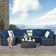 thumbnail image 6 of Costway 7PCS Patio Rattan Sofa Set Sectional Conversation Furniture Set Garden Navy, 6 of 12