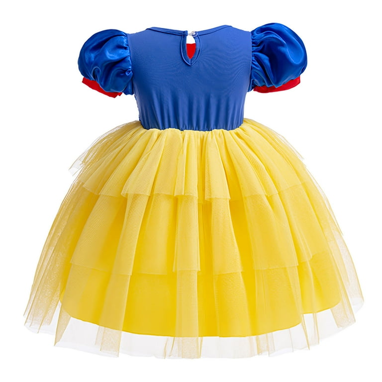 blue and yellow fancy dress Blue Lace Applique Tulle Prom Gown, Yellow Floor Length Ballgown