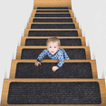 thumbnail image 3 of Non-Slip Stair Treads for Wooden Steps, 8"x30" (7-Pack), Indoor Carpet Stair Rugs Runners for Kids Elders Pets, Machine Washable, 100% Polyester, TPE Backing, Gray, 3 of 7