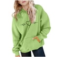 thumbnail image 2 of Spazoro Girls Hooded Sweatshirts, Soft & Comfy Love Print Fashion Long Sleeve Fall Winter Tops for Girls Green Size 5 T, 2 of 6