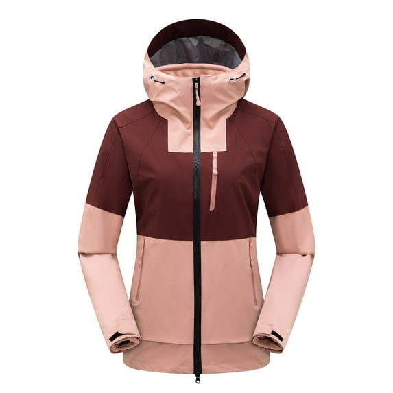 Bigersell Women Long Sleeve Warm Coats Ski Suits Fall and Winter Women Rain Jackets Outdoor Removable Waterproof Keeping Warm Thicken Hooded Patchwork Raincoat Ski Suit Female Long Sleeve Winter Coat