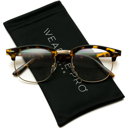 Vintage Inspired 80s Half Frame Clear Lens Hipster Nerd Glasses