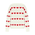 thumbnail image 5 of Women Heart Sweater Crewneck Loose Chunky Knit Loose Casual Long Sleeve Cute Pullover Sweaters White M, 5 of 9