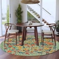 thumbnail image 3 of Boho Green Flowers Round Area Rug 7Ft Washable Circle Rugs for Dorm Laundry Room, Spring Abstract Watercolor Floral Leaf Non-Slip Carpet Floor Mats Indoor Outdoor Carpet Runner Aesthetic Home Decor, 3 of 8