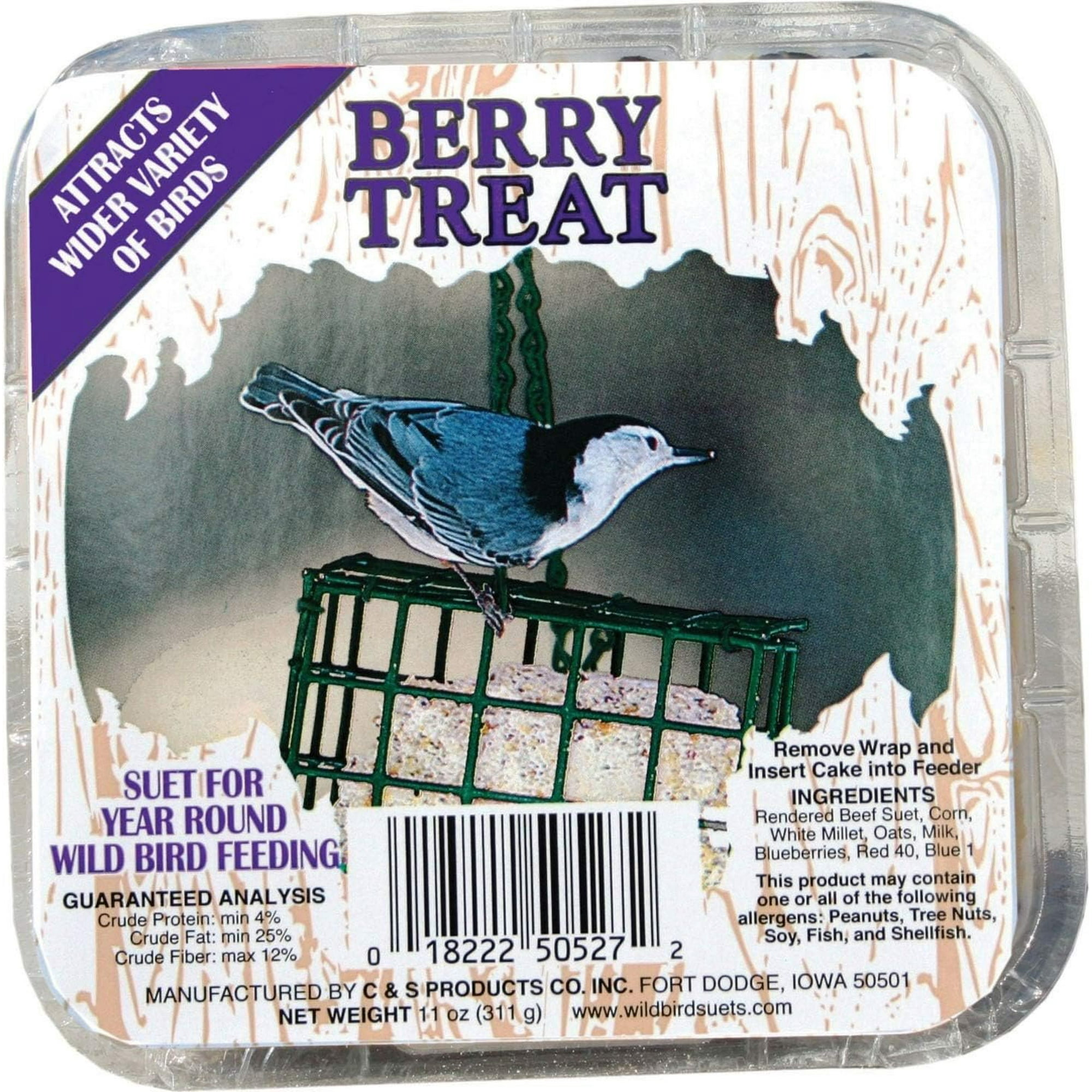C & S Products Wild Bird Suet Treat - Berry Flavor - Suet Form — Residential Use, Standard Application