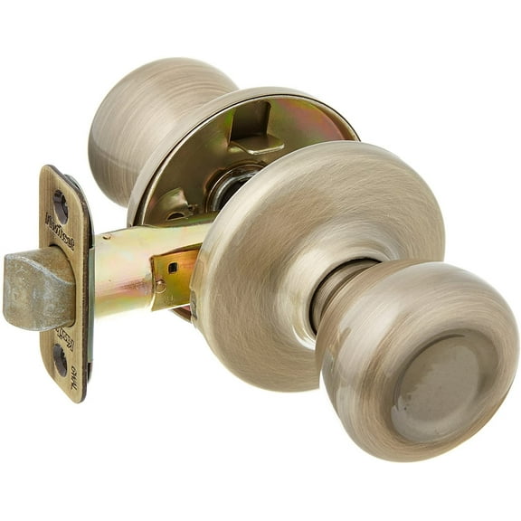 Kwikset Tylo Passage Door Knob Classic Style - Antique Brass - Hall Closet Interior Use