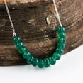 thumbnail image 2 of QNAVIC AA Carved Green Onyx Gemstone Beaded Handmade Dainty Bar Necklace For Women, Chakra Healing Stones, Birthstone Jewelry, Rhodium Plated 925 Sterling Silver Chain 18 inch, Birthday Gifts, 2 of 6