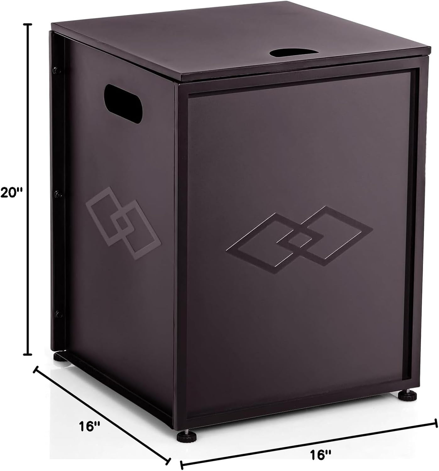 Lumiparty 16 in Propane Metal Tank Cover Table for Gas Fire Pits, Hides Any Standard 20 LB Propane Tanks, Hideaway Table with Side Handles, Brown