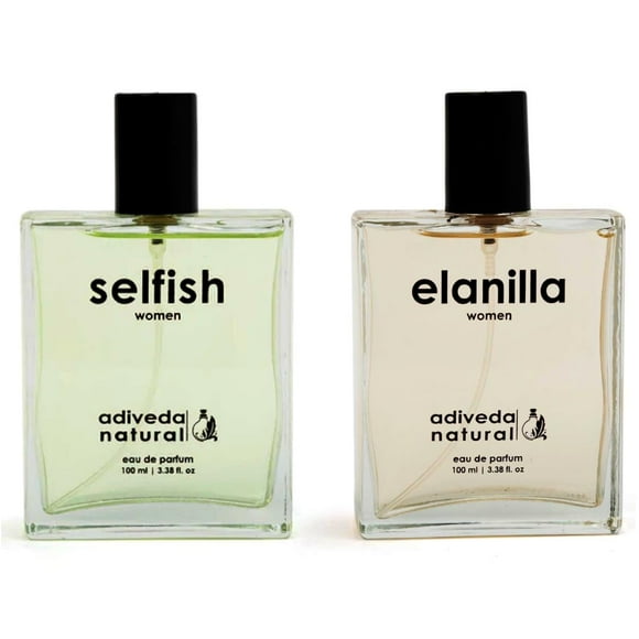 Adiveda Natural Elanilla & Egoist Eau de Parfum Combo pour Femmes Lot de 2X 100ml, 3.4 Fl.oz. Chacun avec Pétales de Pivoine, Notes Fruitées Parfum Longue Durée pour Femmes