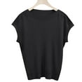thumbnail image 4 of Mittory Women Boat Neck Knit Robbed Shirts Cap Sleeves Work Dressy Blouse Summer Solid Comfy Tshirt Tops, 4 of 4