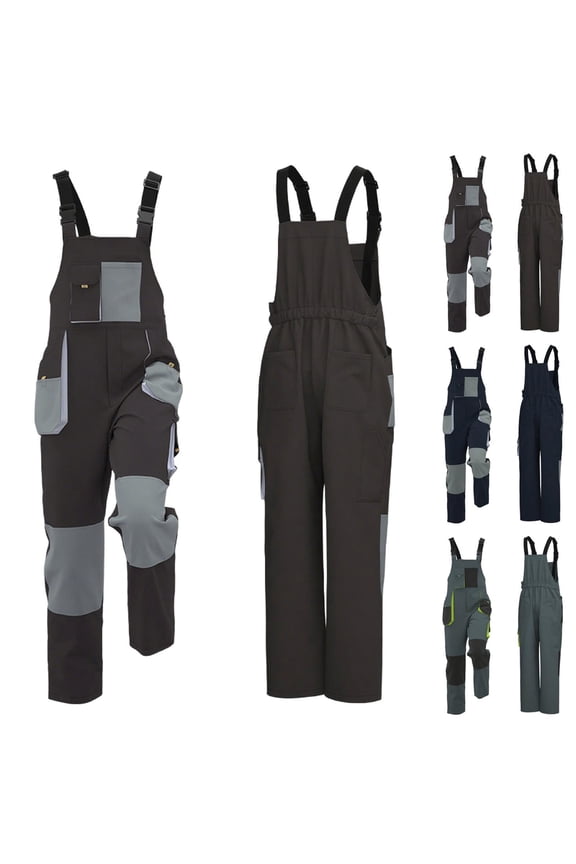 Men's Bib Overalls Multi-Pocket Work Coverall Heavy Duty Wear Resistant Cargo Jumpsuit