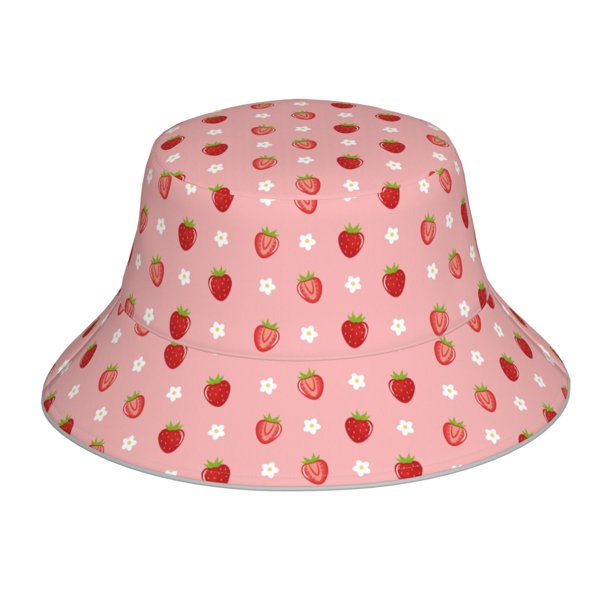 Fotbe Strawberries Sombrero Tipo Pescador con Estampado – Sombrero de Sol de Algodón de Moda para Playa, Golf, Pesca
