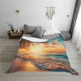 thumbnail image 6 of KLL Tropical Sunset Beach Scene Print Fleece Throw Blanket, Horizontal Fleece Bedding Cute Soft Blankets Comfy Fleece Flannel Plush Home Decor for Couch & Bed -80"x60", 6 of 9