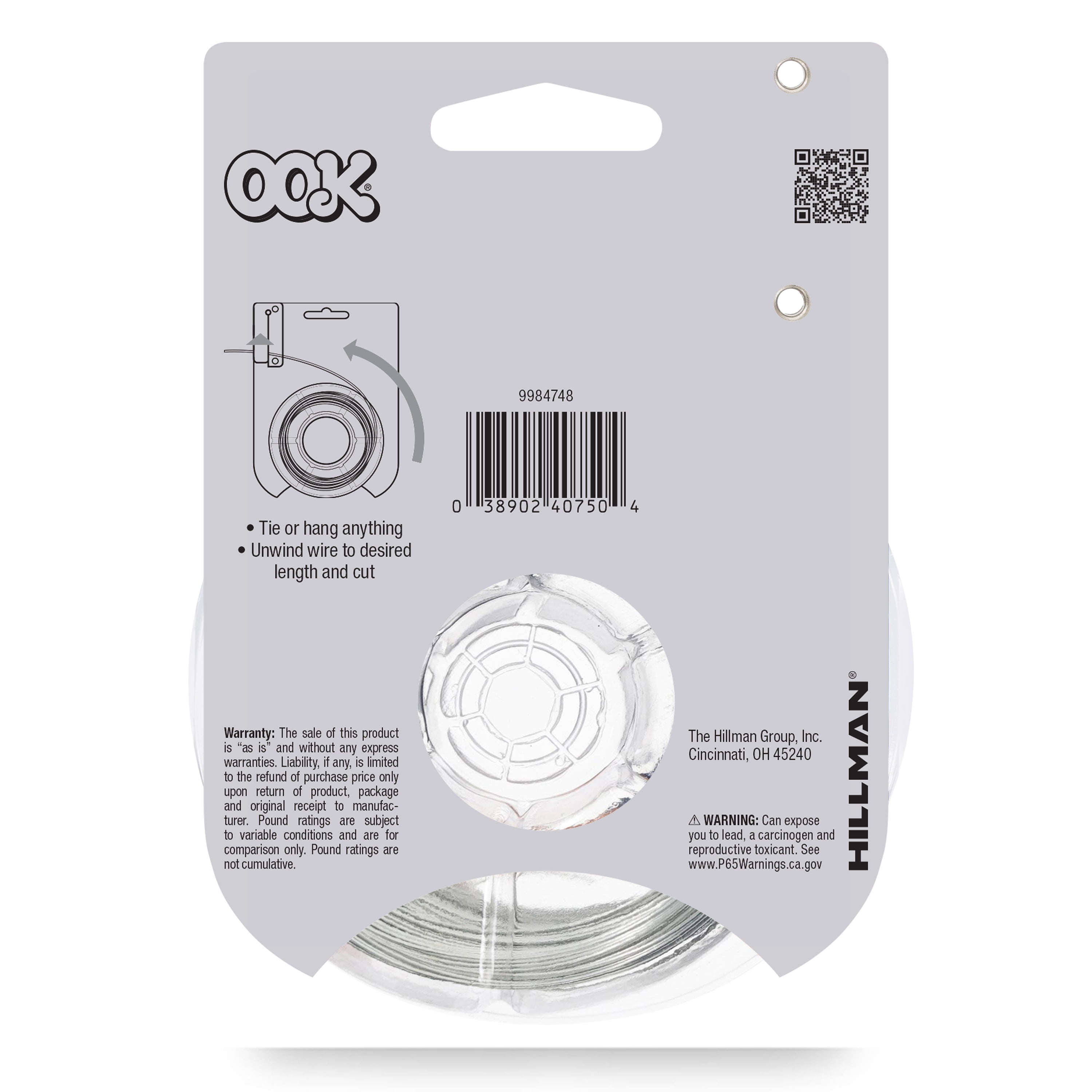 (3 pack) Ook Hanging Wire, 250 ft, 10 lbs, 24 Gauge, Galvanized Steel, Silver