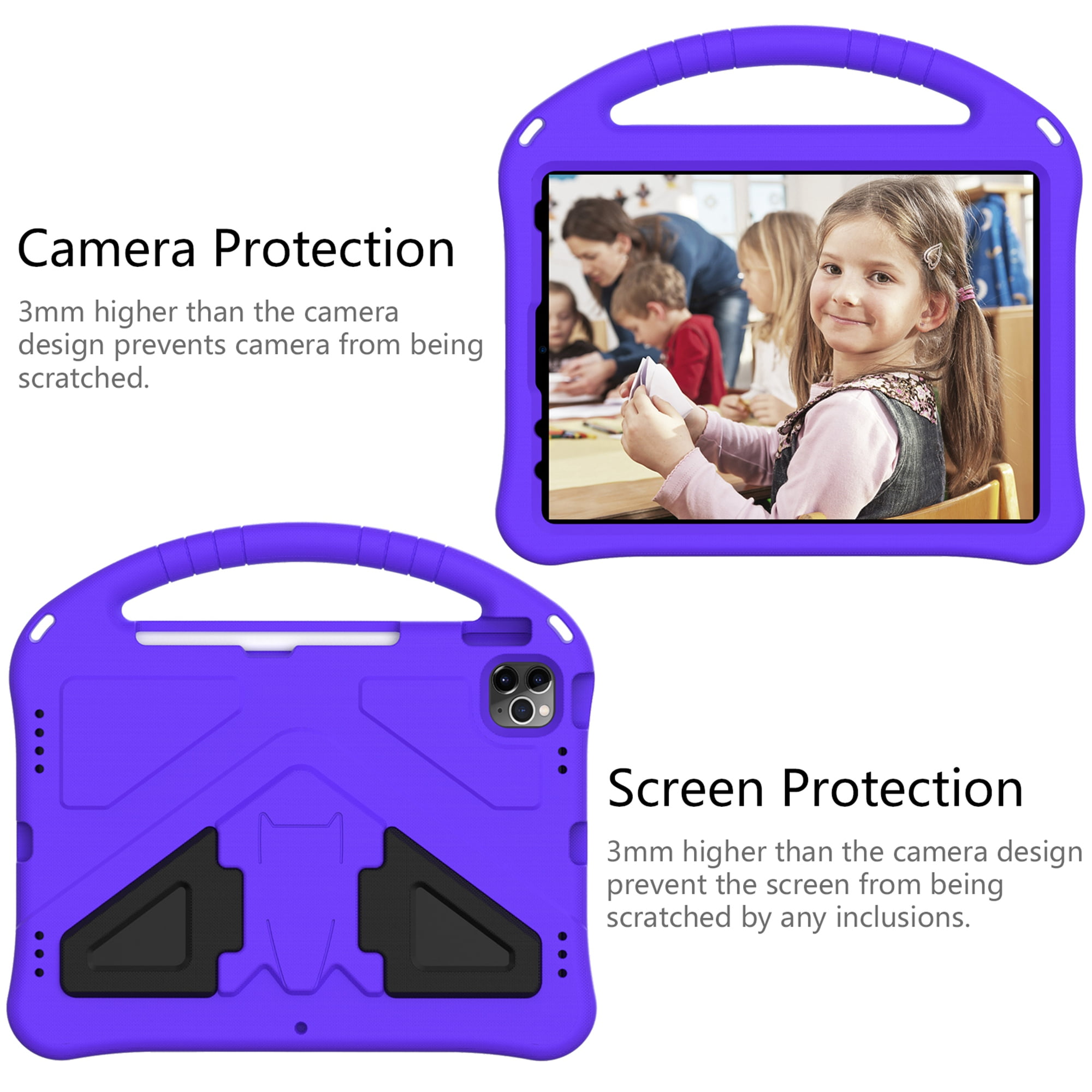 TECH CIRCLE iPad 10th Generation Case 10.9 Inch 2022,Lightweight Kids Friendly Shockproof Protective Case with Handle Pencil Holder Kickstand Child Cover for Apple iPad 10th Gen 10.9 Inch 2022,Purple