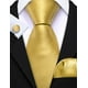 thumbnail image 4 of Conjunto de Corbata Barry.Wang a Cuadros Sólidos Dorados con Pañuelo y Gemelos, 4 of 5