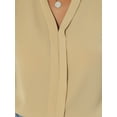 thumbnail image 5 of INSPIRE CHIC Women's Summer V Neck Short Sleeve Solid Color Office Blouse Top L Khaki, 5 of 6
