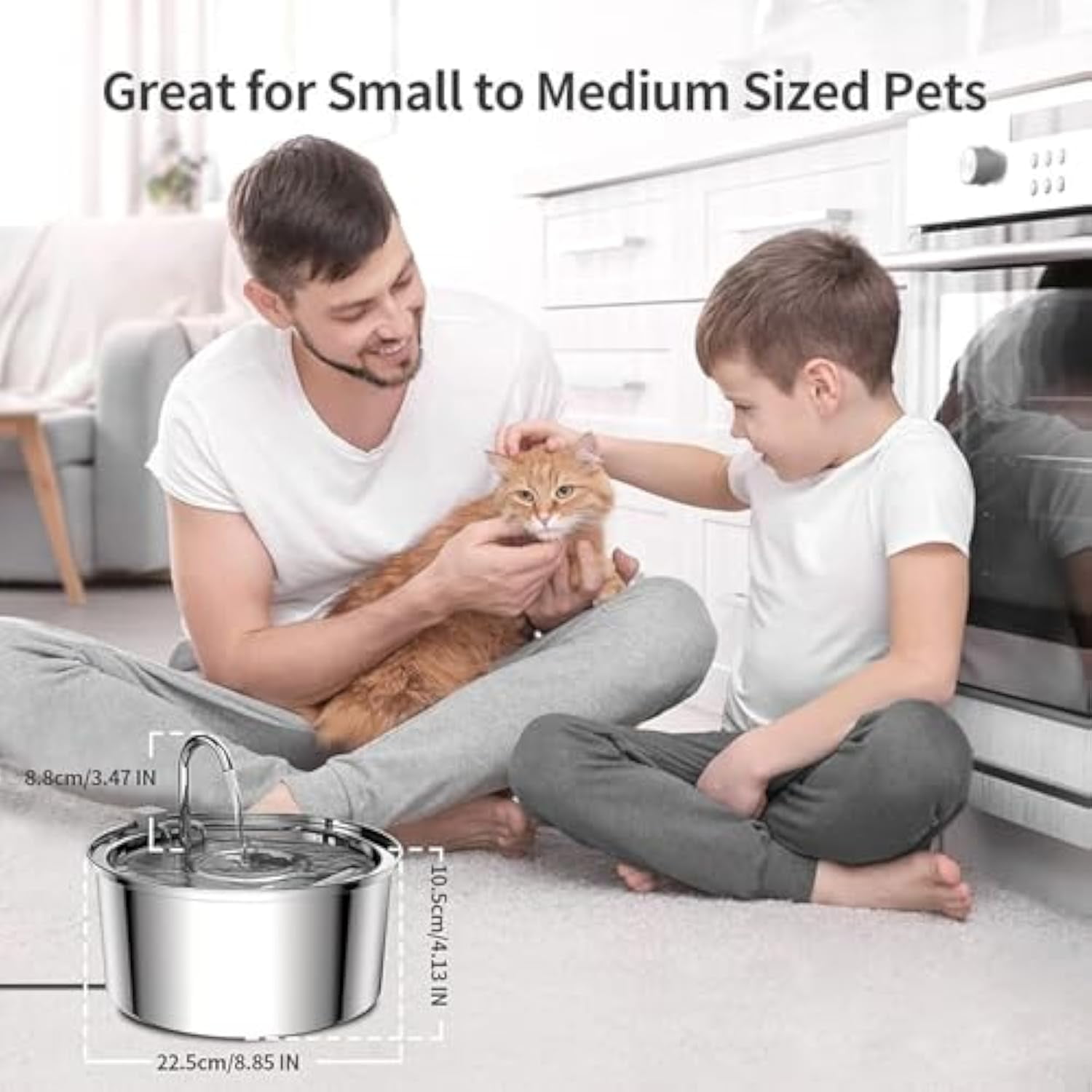 Purepaw Dog Water Fountain,Pawquench Automatic Pet Water Fountain,Cat Water Fountains,3.2L,Ultra-Quiet Stainless Steel,Deeper Drinking Area,for Dog,Cat or Pet (C)