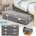 thumbnail image 3 of Birdeem 3Pcs Under Bed Storage Bag Organizer Bottom Polyester Fabric with Reinforced Handle Large Cover Quilt Foldable Under Bed Storage Bag Breathable Transparent, 3 of 10