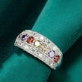 thumbnail image 5 of Purple+Olive Green+Red Cz Band 925 Silver Engagement Wedding Ring Womens Sz 6-10, 5 of 5