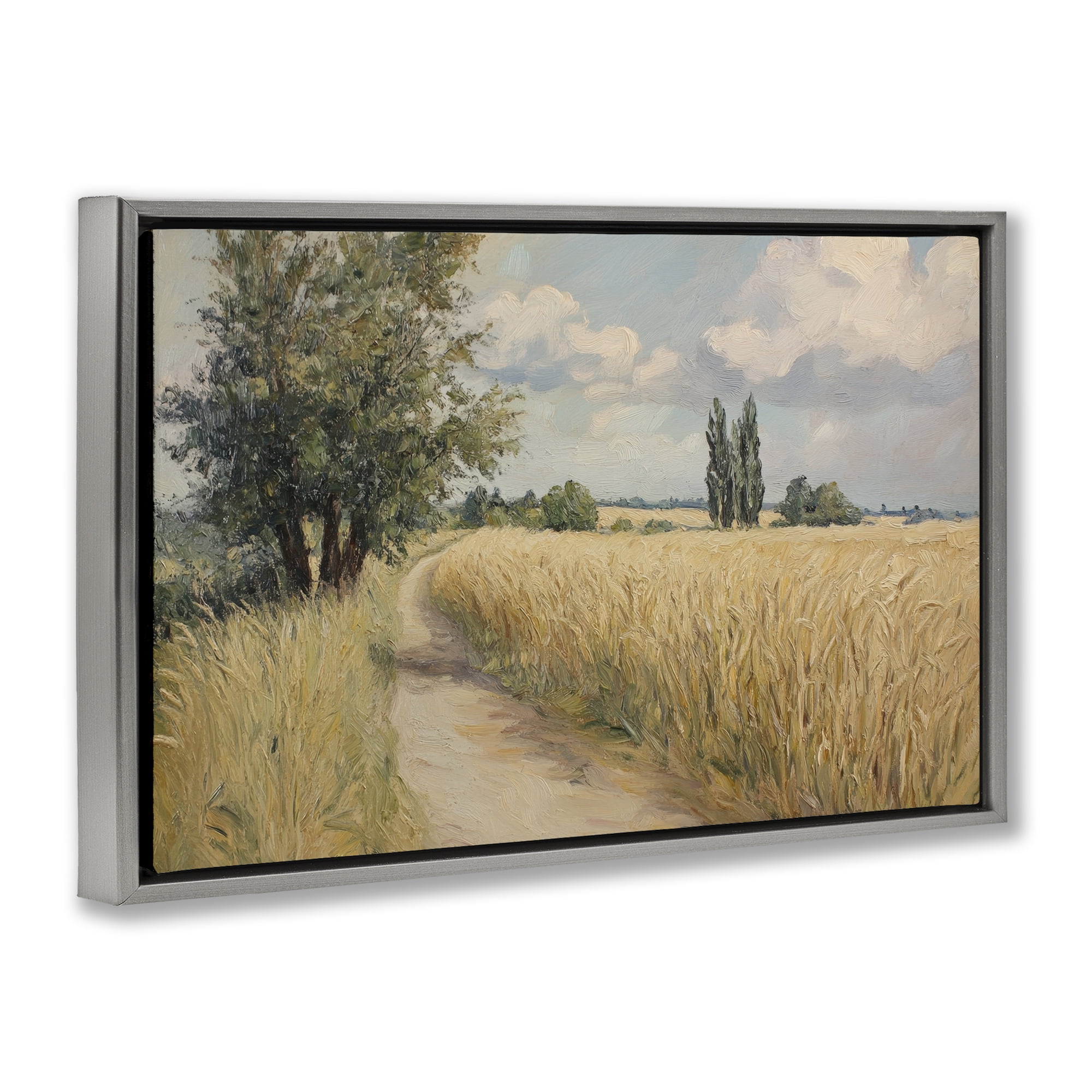 Stupell Industries Quiet Path Through Wheat Gray Framed Floater Canvas Wall Art, design by Petal Prints Design