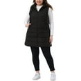 thumbnail image 2 of Agnes Orinda Women's Plus Size Quilted Long Vest Hooded Zip up Puffer Jacket with Pockets 1X Black, 2 of 7