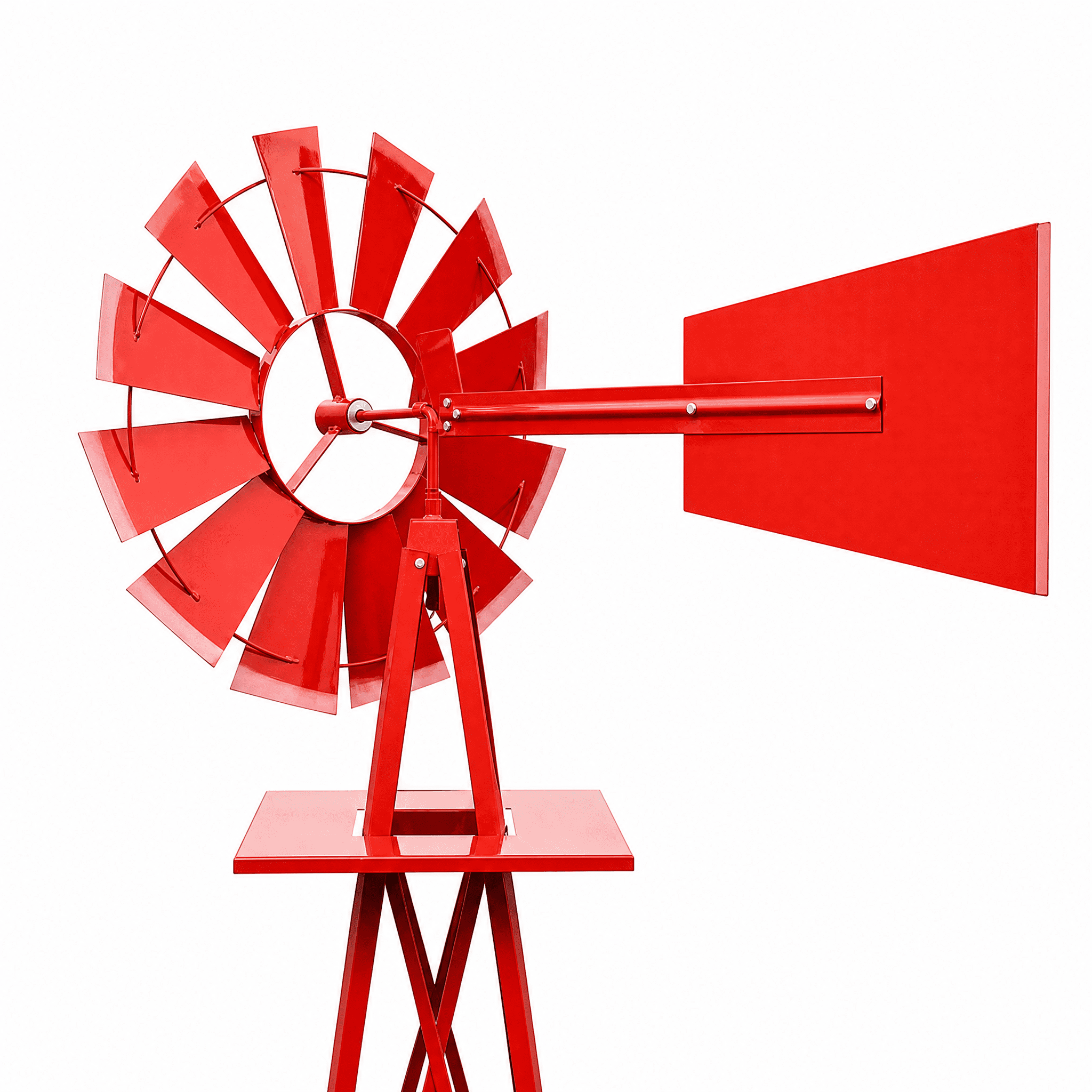 8FT Weather Resistant Yard Garden Windmill Weather Resistant, Ball Bearing for Quiet Operation, for Lawn, Garden, Red