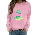 thumbnail image 6 of Xdegoge Christmas Sweatshirts for Women Crewneck Long Sleeve Tops Xmas Tree Graphic Shirts Loose Fit Holiday Blouses for Women Dressy Christmas Snowman Shirt Women Christmas, Pink S, 6 of 6