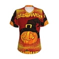 thumbnail image 2 of Uemuo Halloween Pumpkin Printed Women's Classic V-Neck T-Shirt - Soft, Breathable, Moisture-Wicking, Perfect for Casual, Office, Travel, and Everyday Wear-X-Large, 2 of 5
