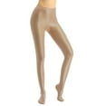 thumbnail image 3 of Kvysinly Women Shiny Glossy Pantyhose Footed Tights Yoga Stockings Leggings Coffee M, 3 of 6