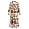 thumbnail image 5 of Tutolipy Christmas Nightgowns for Women Red Floral Printed Sleepwear V Neck Loungewear Long Sleeve House Dress for Fall Winter, 4XL, 5 of 7