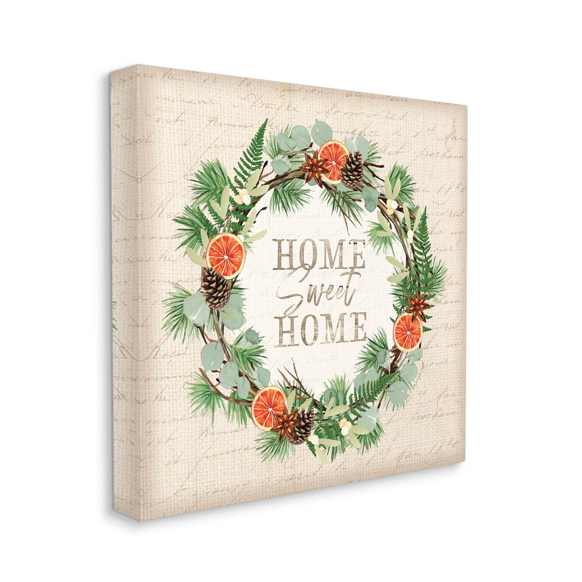 Stupell Industries Sweet Home Seasonal Wreath Graphic Art Gallery Wrapped Canvas Print Wall Art, Design by Jennifer Pugh