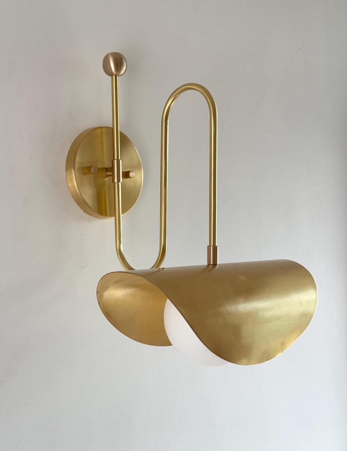 Handmade Brushed Brass Wall Sconce Light | Mid Century Cone Light