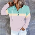thumbnail image 2 of Lenpel Hoodies for Women Casual Long Sleeve Quarter Button Color Block Pullover Sweatshirts Fall Winter Fashion Tops(Pink,XX-Large), 2 of 6