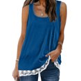 thumbnail image 2 of Gibobby Mujeres Tank Tops Lace Patchwork Travel Pullover Blusas(Azul,M), 2 of 5