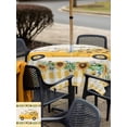 thumbnail image 5 of Outdoor Tablecloth with Umbrella Hole for Patio/Picnic/Party/Camping, Spring Sunflowers Waterproof Table Cloth Square Cover Washable, Summer Botanical Yellow Truck Plaid (60"x 60"), 5 of 9