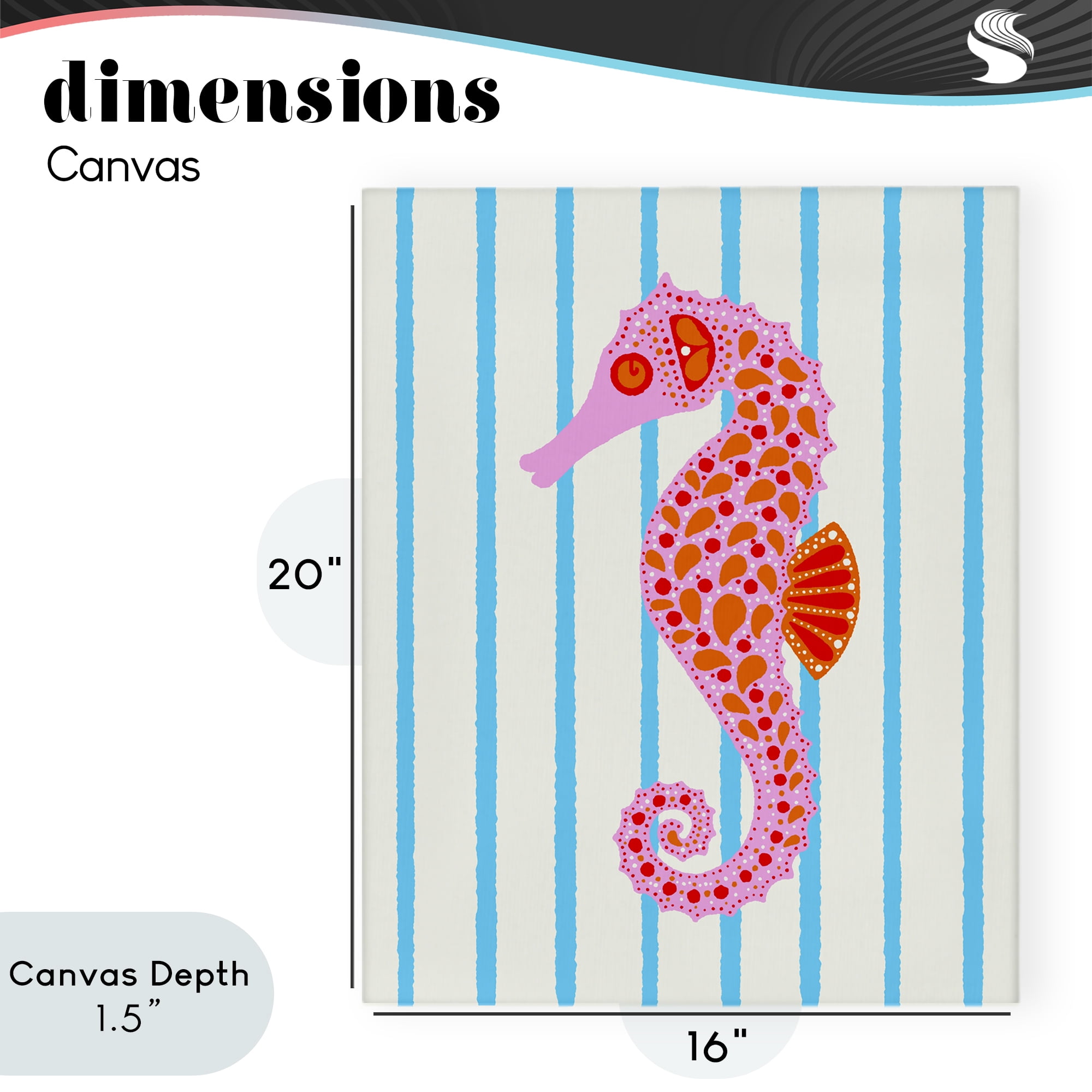 Stupell Industries Boho Seahorse on Stripes Canvas Wall Art, design by Indira Prieto | IndySign