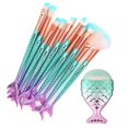 thumbnail image 4 of Juego de brochas de maquillaje de sirena, lindo kit de brochas de maquillaje, brocha de maquillaje + bolsa para base, sombra de ojos, rubor, regalo de Navidad y cumpleaños para niñas (11 piezas), 4 of 5