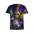 thumbnail image 4 of Xdegoge Mardi Gras Shirts for Women Short Sleeve S Purple Glitter Print Crew Neck Carnival Tee, 4 of 5