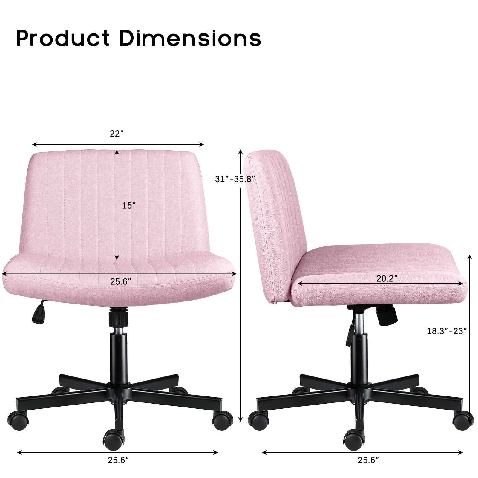 Waleaf 360 Degree Swivel and Height Adjustment Task Desk Chair, Pink
