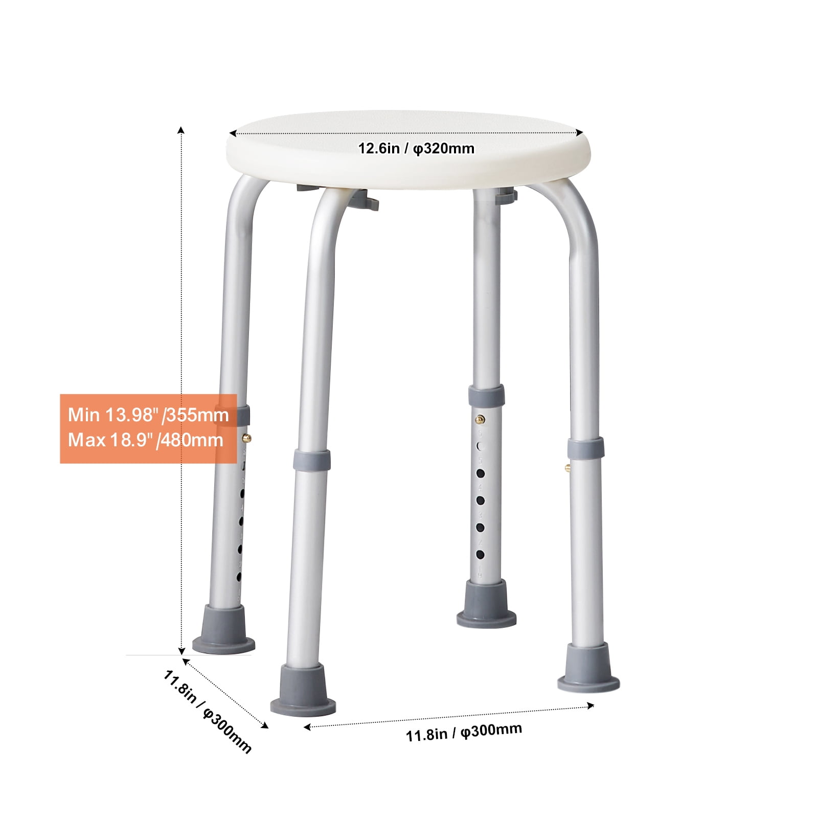 KFFKFF Bathing Chair for Shower Use, Height Modifiable Bath Stool, Secure Grip Tub Seating Stool for Seniors, Disabled Individuals, and Handicapped, Supports up to 300 lbs