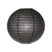 LUNA BAZAAR Paper Lantern (8-Inch, Parallel Style Ribbed, Black) - Rice Paper Chinese/Japanese Hanging Decoration - For Home Decor, Parties, and Weddings